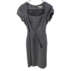 Banana Republic Gray Plaid Short Sleeve Belted Dress - Sz 4